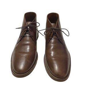 Johnston & Murphy Mens 9.5M Brown Leather Chukka Boots With Lace-Up Closure & Ru
